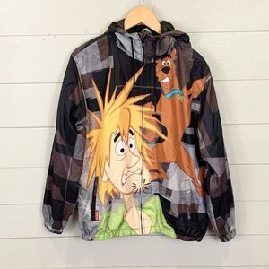 Scooby-Doo Mens Graphic Hoodie raincoat Black zip up size large members only